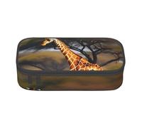 KPXXAQT Trousse à crayons grande capacité Motif girafe africaine Arbre majestueux Pour l'école, l'université, les voyages, les étudiants, les adolescents et les adultes