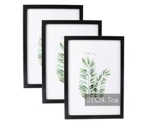 KPYZLBD Lot de 3 cadres photo en bois DIN A4, avec verre acrylique, pour dessins d'enfants, œuvres d'art, à suspendre, 21 x 29,7 cm, A4