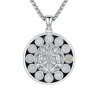 KQ&TTENG Collier avec pendentif signe du zodiaque en argent sterling 925 - Douze constellations - Bijou astrologique - Noël - Anniversaire - Pour homme et femme, Argent sterling
