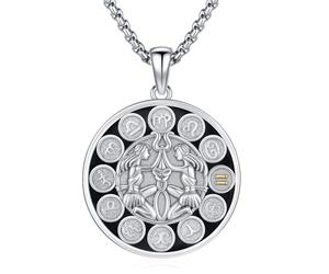 KQ&TTENG Collier avec pendentif signe du zodiaque en argent sterling 925 - Douze constellations - Bijou astrologique - Noël - Anniversaire - Pour homme et femme, Argent sterling