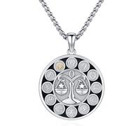 KQ&TTENG Collier douze constellations en argent sterling 925 avec pendentif signe du zodiaque horoscope bijoux astrologie Noël anniversaire pour hommes et femmes