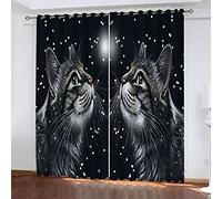 KQDMYT Rideau Salon Occultant - Isolant Thermique Rideaux À Oeillets Solid Décoration De Fenêtre pour Enfant Chambre Chat Animal Ciel Étoilé 3D Réduction De Bruit Polyester Rideau 234x183cm