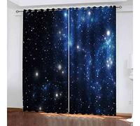 KQDMYT Rideaux Occultant À Oeillets - Voie Lactée Bleue - 3D Imprimé pour Salon Chambred'Enfant Cuisine Bureau Super Doux Polyester Isolant Thermique Phonique Rideau Décoration 150x166cm