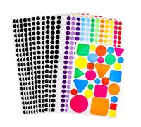 KQDRAVINE 3080 Pièces de Gommettes Rondes Multicolore de 12,7 mm et 29 Pièces de Différentes Formes et Couleurs Pastille Autocollante de Couleur de Marquage Rondes pour le Bureau, l'école et la Maison