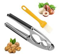 KQDRAVINE Casse-noisette de qualité supérieure en acier inoxydable avec poignée antidérapante - Casse-noix en métal avec poignée antidérapante - Pour noix de pécan et noisettes avec coque - Noir