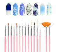 KQDRAVINE Ensemble de 15 Pinceau Nail Art Ongles, Pinceaux, Pinceau gel UV Construction, Pinceau Silicone Nail Art, Adaptés aux Salons de Manucure DIY et aux Kits de Pinceaux pour Nail art à Domicile