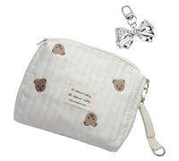 KQDRAVINE Sac à Langer Portable avec Nœud Papillon, Maman Bag Brodés avec Oursons, Sacs à Langer, Sac pour Maman avec Crochet pour Poussette, pour les Voyages Maman-Bébé