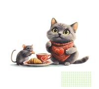 KQDRAVINE Stickers muraux nuit étoilée pause café cuisine café salon bureau tableau mural, 144 stickers muraux, souris et chat, Gris, PVC autocollant, 20x30cm, Intérieur, Meubles