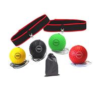 KQFCAZRE 4 Pièces Ballon de Réflexe Boxe Bandeau Élastique Balle Attachable Sac Pratique pour Exercice Physique Rythme Mouvement Fonction Idéale Enfants, 2 Bandeau 4 Boule