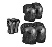 KQFCAZRE 6 Pièces Protection Enfants Générale Genouillère Coudière Garde Poignet Absorption Impact Adaptée Aux Garçons Filles Activités Sportives Vélo Patinage, Noir