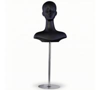 KQFCAZRE Buste Mannequin avec Épaules Professionnel Buste Mannequin Polyvalent Présentoir pour Vitrine , Noir , Avec Base Et Tige Télescopique