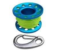KQFCAZRE de Plongée Spool Finger Reel en Métal avec Ligne Polyester et Clip Brassé Utilisable pour Plongée Découverte d'Épaves, Bleu, comme décrit