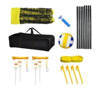 KQFCAZRE Ensemble de Volleyball, Kit Complet de Volleyball, Poteaux Réglables en Hauteur, Pompe à Air, Système de Filet de Volleyball Portable pour Les Jeux SP