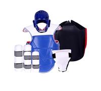 KQFCAZRE Ensemble D'équipement de de Karaté Comprenant des Gants de Boxe, Un Casque, des Protège-Tibias et des Coudières en EVA et PU de Haute Quali, S