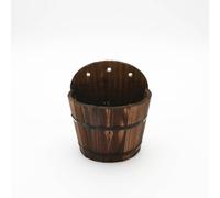 KQFCAZRE Jardinière Suspendue Tonneau Bois Pot Mural Bac Fleur Cache-Pot Bac Tonneau Rustique pour Compositions Végétales Variées Convient aux Clôtures Pergolas Espaces Cosy, Wall Bucket S