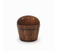 KQFCAZRE Jardinière Suspendue Tonneau Bois Pot Mural Bac Fleur Cache-Pot Bac Tonneau Rustique pour Compositions Végétales Variées Convient aux Clôtures Pergolas Espaces Cosy, Wall Bucket L