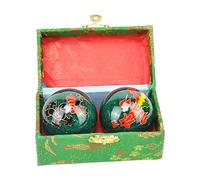 KQFCAZRE Lot de 2 Balles de Massage pour Les Mains, Balles de Santé Chinoises avec Boîte de Rangement, Balle de Baoding Portable pour La Relaxation et Le Fitne, Dragon Phénix Vert