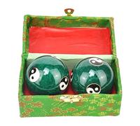 KQFCAZRE Lot de 2 Balles de Massage pour Les Mains, Balles de Santé Chinoises avec Boîte de Rangement, Balle de Baoding Portable pour La Relaxation et Le Fitne, Vert bavard