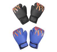 KQFCAZRE Lot de 2 Paires de Gants de Boxe pour Enfants, Confortables et Parfaits pour L'entraînement à Domicile Ou Le Sparring. Idéal comme Cadeau D'an, Noir et Bleu