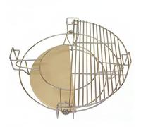 KQFCAZRE Pierre à Pizza Ronde Surface Lisse Support En Acier Inoxydable Fond Croustillant Accessoire Barbecue, Pour Barbecue Céramique De 23,5-24 Pouces