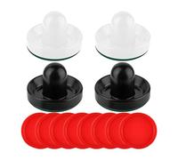 KQFCAZRE Raquettes et Palets de Hockey sur de 96 Mm, Poussoirs et Palets de 6,35 Cm (2,5 Pouces) de Hockey sur Air pour Enfants, Noir et Blanc