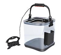 KQFCAZRE Seau de Pêche Transparent en EVA, Récipient à Eau Léger et Pliable avec Couvercle en Filet pour Conserver Les Poissons Vivants. Convient pour La, Petite Poche latérale
