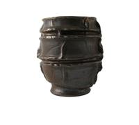 KQFCAZRE Vase en Céramique Sculptural Vase avec Surface Texturée Structuré pour Entrée, Jaune Terre Cuite, Petit 26 26 H28.5cm