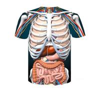 KQISANGM 3D Printed Tshirt,Unisexe Nouveauté 3D Imprimé Corps Humain T-Shirts-Imprimé Numérique Squelette Viscère Graphique T-Shirts À Manches Courtes-Été Décontracté Plein Motif Drôle Tops