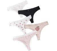 KQISANGM Lot De 5 Strings Invisibles pour Femmes sous-Vêtements sans Coutures Strings Taille Basse Culottes De Sport Douces Et Discrètes pour Femmes Taille S
