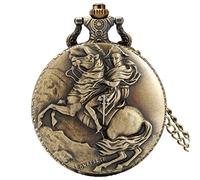 KQISANGM Montre De Poche Vintage Rétro 3D Cheval Napoléon Relief Montre De Poche Mouvement À Quartz Collier Pendentif Souvenir Cadeaux D'Anniversaire Pour Hommes Femmes Enfant, Montre De Poche À Quar