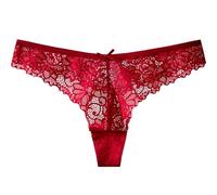 KQISANGM String Inbarely Soft pour Femme - Culotte Sexy en Dentelle Transparente Et Respirante Taille Basse Rouge Taille XL