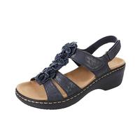 KQIVAM 2025 Sandales Orthopédique Femmes Été Compensé Sandales de Marche Femme Confortable Plateforme Chaussures Antidérapantes Respirantes Bohême Bout Ouvert Sandale avec Talon Bloc Pas Cher