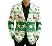 KQIVAM Blazer de Noël pour Homme Blazers Fantaisie Col à Revers de Slim Fit Noel Christmas Rigolo Veste de Smoking Coupe Classique Décontractés Bouton Christmas pour Les Bals, Les Fêtes, Les Dîners