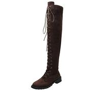 KQIVAM Botte Au Dessus Du Genou Femme Bout Rond Cuissardes Femme Sexy Bottes Talon Aiguille Fashion Couleur Unie Chaussures Bottines Bottines à la Cheville Printemps D'été Pointu Femmes