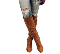 KQIVAM Bottes À Plateforme Femme Bottes Mi Mollet Femme Cuir Fausse Fourrure Durable Chaussons Brogues Texanes Pour Femmes Hiver Bottines Légères et Antidérapantes D'Extérieur Boots Style Western