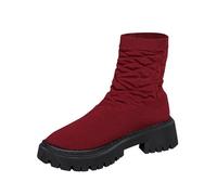 KQIVAM Bottes à plateforme Stiletto pour femme Bottes de cow-boy mi-mollet pour femmes avec talon large bas, style moto, bout rond classique, Bottines western tendance,Confortables et respirantes