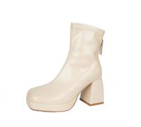 KQIVAM Bottes à plateforme Stiletto pour femme Bottes tendance pour femme Bottines à talons bloc Bottines femme a talon Décontracté Légères et Tendance Chaussures Respirant Boots Couleur Unie