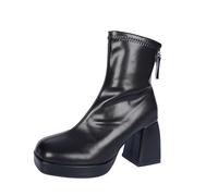 KQIVAM Bottes à plateforme Stiletto pour femme Bottes tendance pour femme Bottines à talons bloc Bottines femme a talon Décontracté Légères et Tendance Chaussures Respirant Boots Couleur Unie