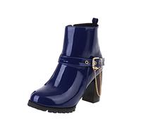 KQIVAM Bottes Femme Talon Carré Femme De Neige Fourrure Doublé Chaud Outdoor Style rétro Boots Fermeture Décontracté Chaussures Extérieur Antidérapant Femmes Bottines De Neige Fourrure Doublé Chaud