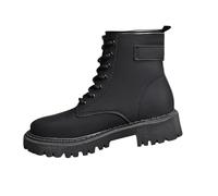 KQIVAM Bottes femme talon plat Lacets Bottes femme talon Bottines longues avec talon bloc Bottines bout rond Boots à tige longue Tendance Chaussures Légère Confortable Boots Couleur Unie Classiques