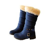 KQIVAM Bottes Haute De Neige Femme Bottes Cuissarde Hiver Femme Petit Talons Bottines Élégantes Soirée Boots et Doublure Chaude Bottes Femmes de la Mode Chaussures Antidérapant Snow Boots