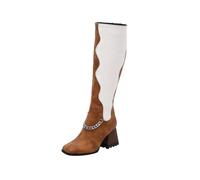 KQIVAM Bottes Haute En Similicuir Boots Santiag Cowboy Femme Basse Bottes À Plateforme Décontracté Bottines à Talons éPais Confort Chic Tendance Chaussures Durable Tendance Boots Grande Taille
