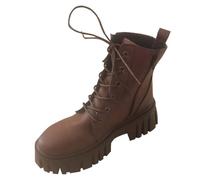 KQIVAM Bottes Vintage à Fond Plat Brogues femme élégantes Style Western Boots Hautes Bottines longues Talon Chunky Tendance ajourées Boots Couleur Unie Décontracté Légères et Antidérapantes