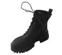 KQIVAM Bottes Vintage à Fond Plat Brogues femme élégantes Style Western Boots Hautes Bottines longues Talon Chunky Tendance ajourées Boots Couleur Unie Décontracté Légères et Antidérapantes