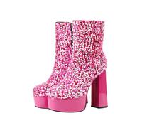 KQIVAM Bottines À Talons Bottines À Bout Femme Boots Santiag Cowboy Femme Basse Bottes Plate-forme Femmes Décontracté Bottes à Talons éPais Talon épais Confort Chic Tendance Chaussures Boots