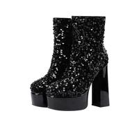 KQIVAM Bottines À Talons Bottines À Bout Femme Boots Santiag Cowboy Femme Basse Bottes Plate-forme Femmes Décontracté Bottes à Talons éPais Talon épais Confort Chic Tendance Chaussures Boots