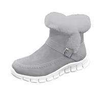 KQIVAM Bottines de neige femme hiver randonnée Doublure Chaude Fausse Fourrure Boots Bottes d'hiver Imperméable Antidérapant Bottes Mi-Mollet Extérieur Lacets Boots Doux Rembourré Chaud Confortable