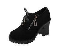 KQIVAM Bottines Femme Cuir Talon Bottes et Bottines Femme de Cowboy Motard Casual Botte à Talons éPais Automne Hiver Tendance Bout Rond Talon épais Confortables Chaussures Courtes,Couleur Unie