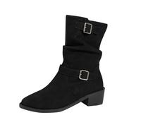 KQIVAM Bottines femme cuir talon,Camperos Texanes,bottines à bout - Bottines talon plat - Chaussures en cuir synthétique - Tendance Léger- Style Western,Style rétro,Légères et antidérapantes