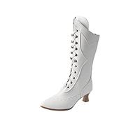 KQIVAM Chaussons Bottes Femme Hiver Bottines À Talons Bloc Bottes Fermeture Décontracté Style Rétro Chaussures Extérieur Antidérapant Femmes Style Western Bottes De Neige Fourrure Doublé Chaud